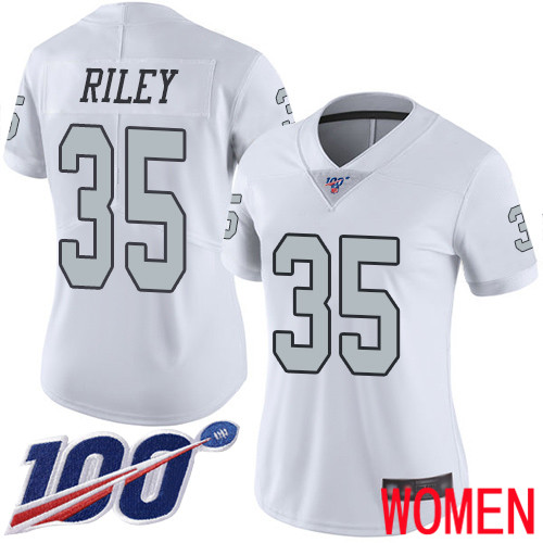 Oakland Raiders Limited White Women Curtis Riley Jersey NFL Football 35 100th Season Rush Vapor Jersey